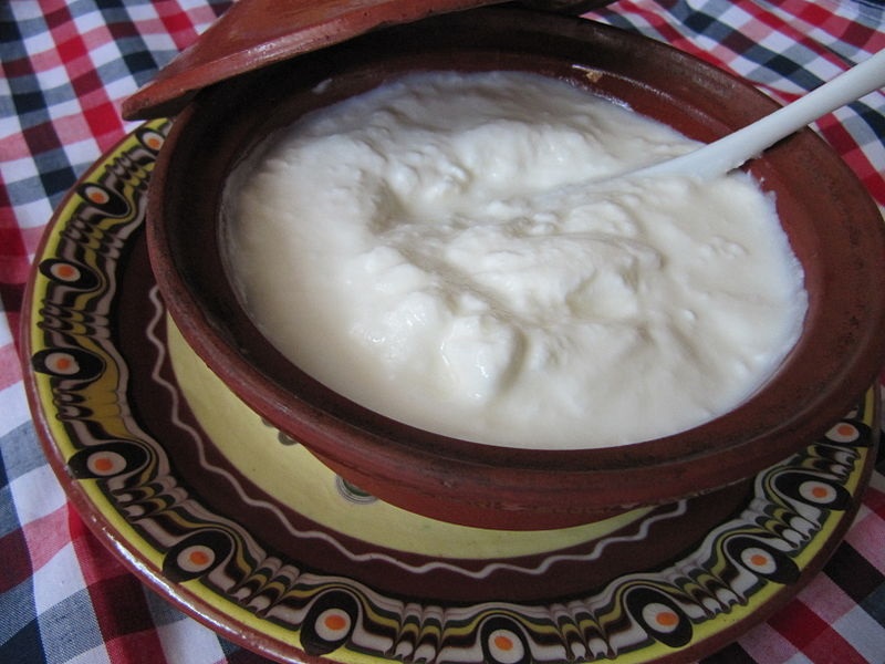 Bulgarian yoghurt, Author: Ned Jelyazkov 
Source: https://de.m.wikipedia.org/wiki/Datei:Bulgarian_yogurt.JPG
 Creative Commons Attribution-ShareAlike 3.0
